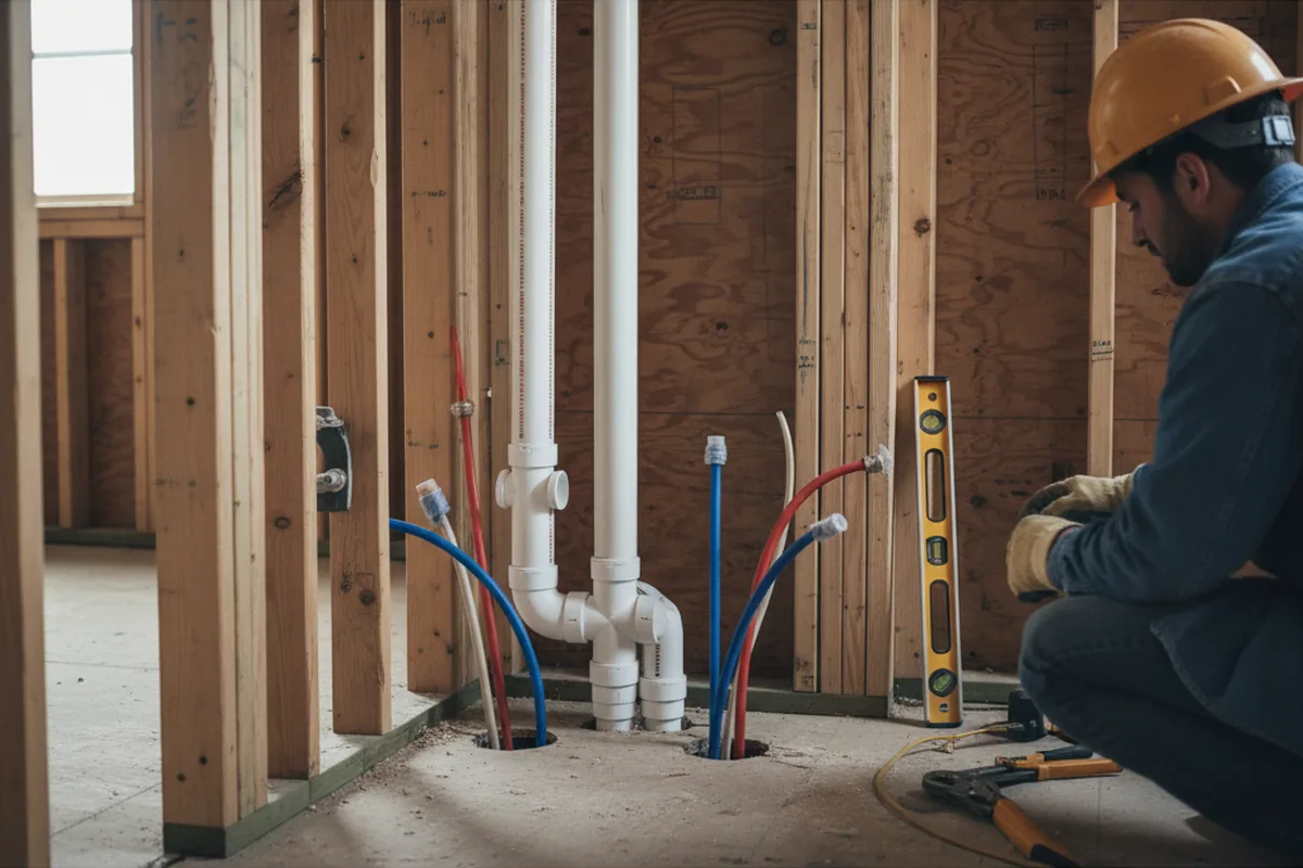 Drain and supply rough-in during Drain Cleaning in Walnut Cove
