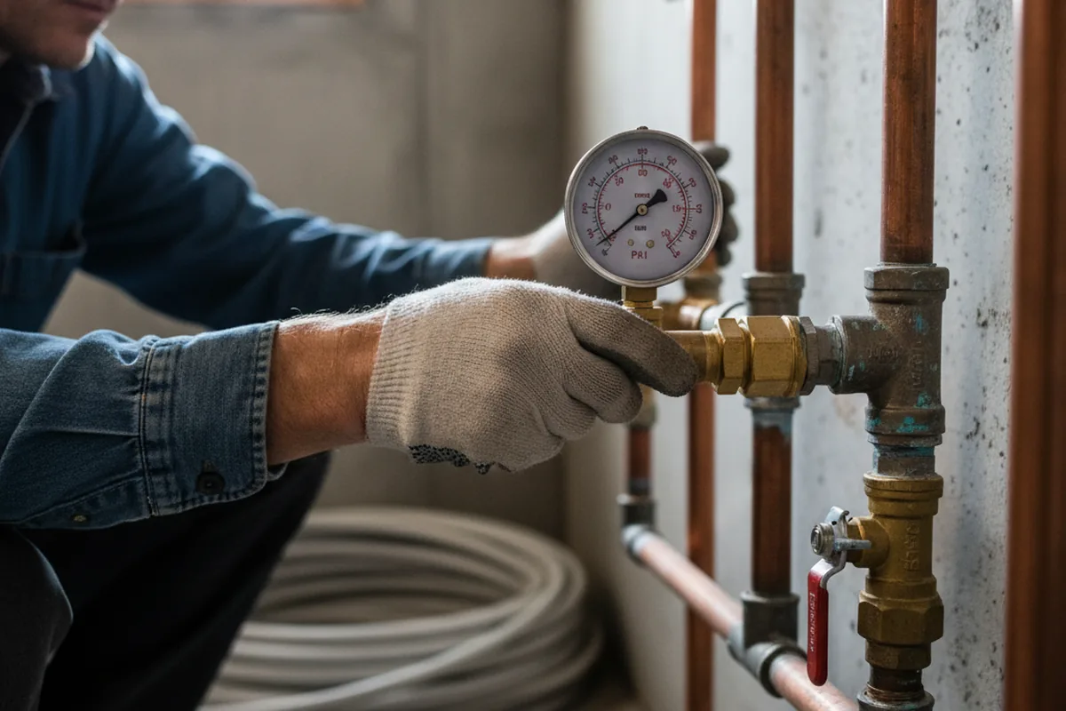 Pressure testing a repaired line during Water Line Repair in Walnut Cove